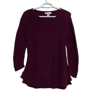 Christopher & Banks Burgundy Knitted Long Sleeve Top Women Size M